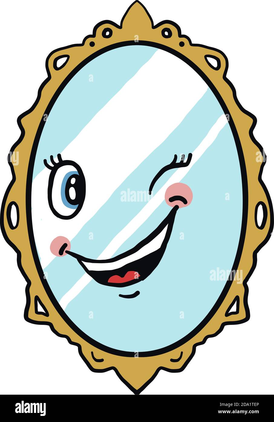 Winking mirror ,illustration, vector on white background Stock Vector