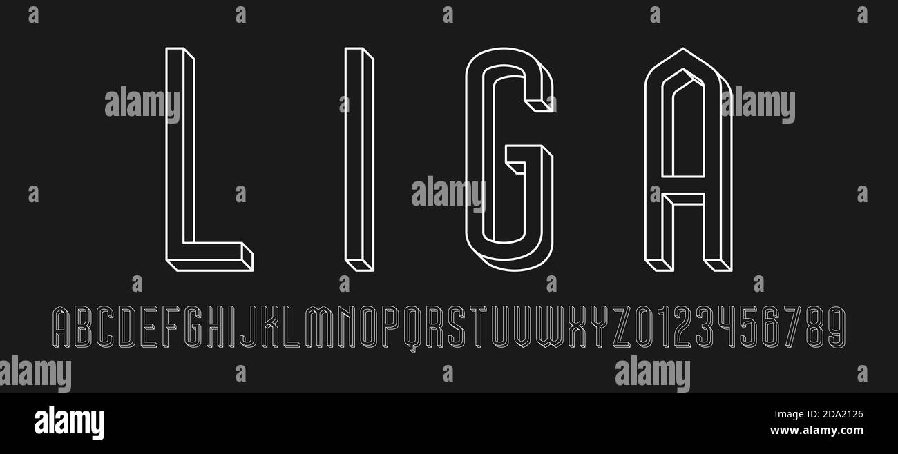 Set of alphabets font letters and numbers modern with 3D concept vector illustration Stock Vector
