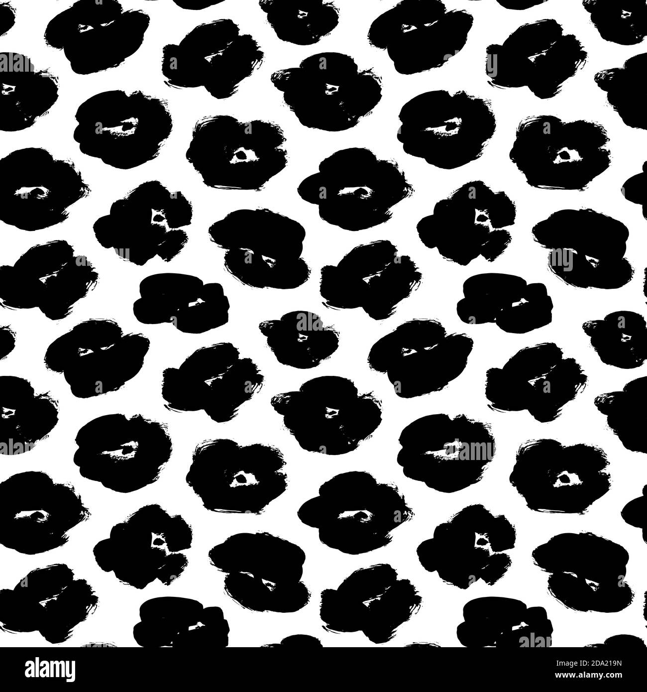 Grunge brush black flower vector seamless pattern Stock Vector Image ...