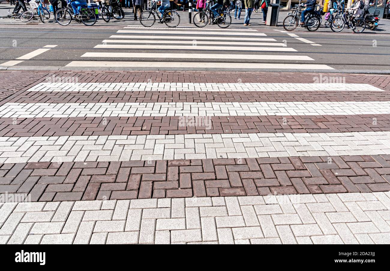 Crosswalk & Bicycles Stock Photo