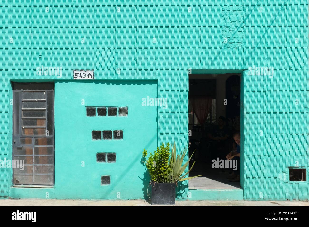 House with a retro feel, Merida City Center, Mexico Stock Photo