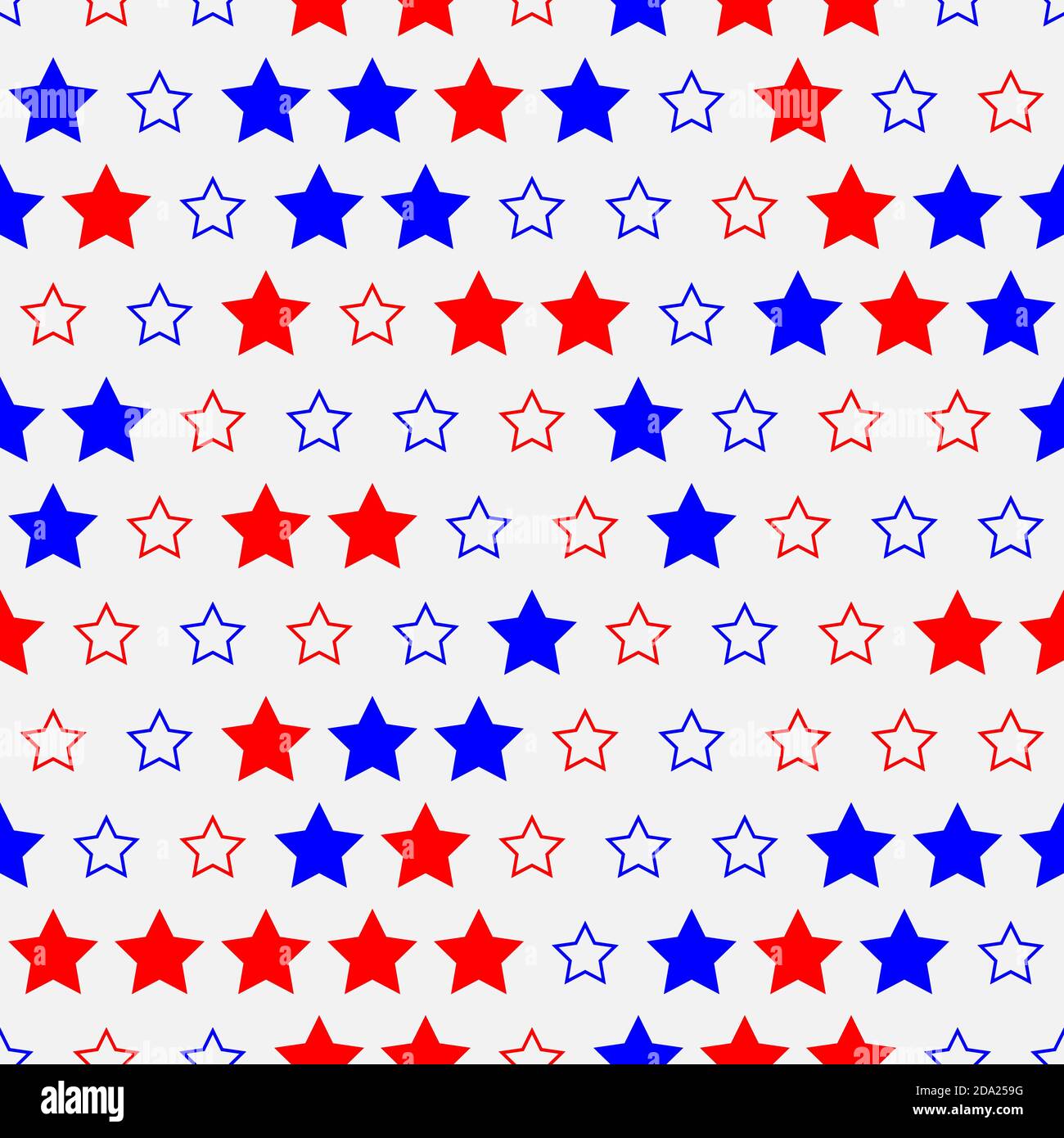 Colored red and blue stars on white seamless pattern background Stock