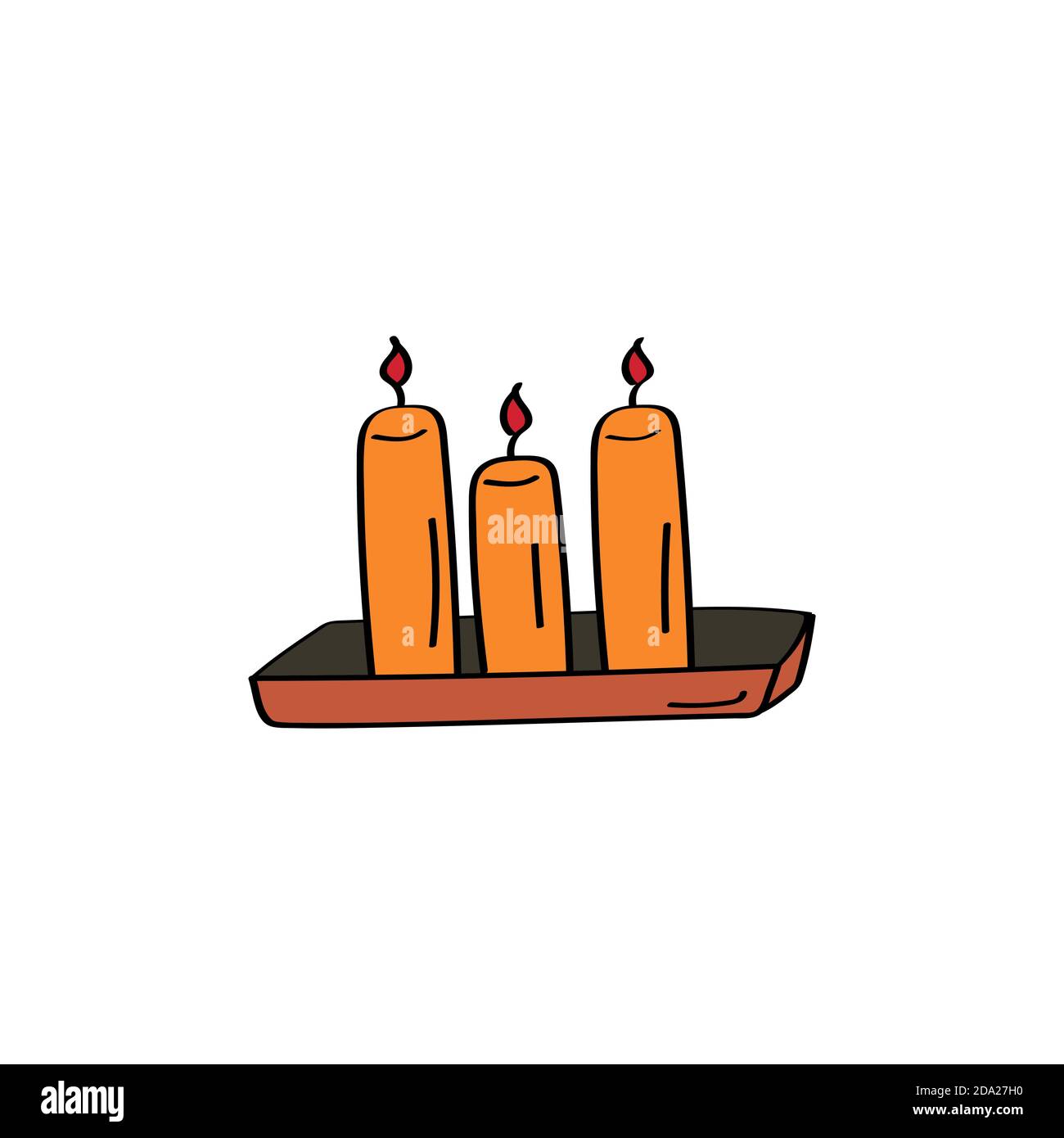Candles in holder. Candlestick icon. Doodle vector icon Stock Vector