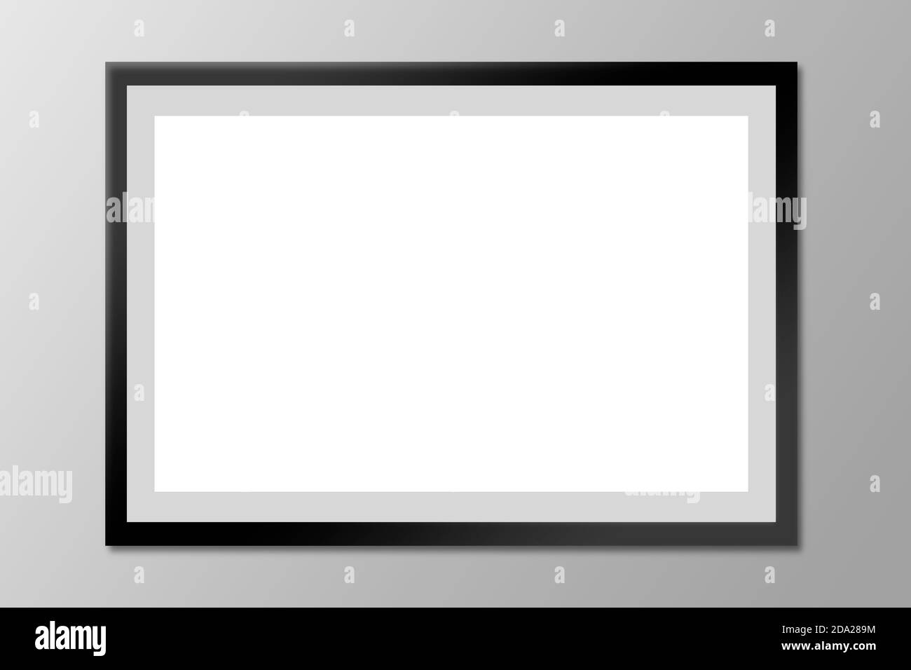 Black blank photo frame on a gray wall Stock Photo - Alamy