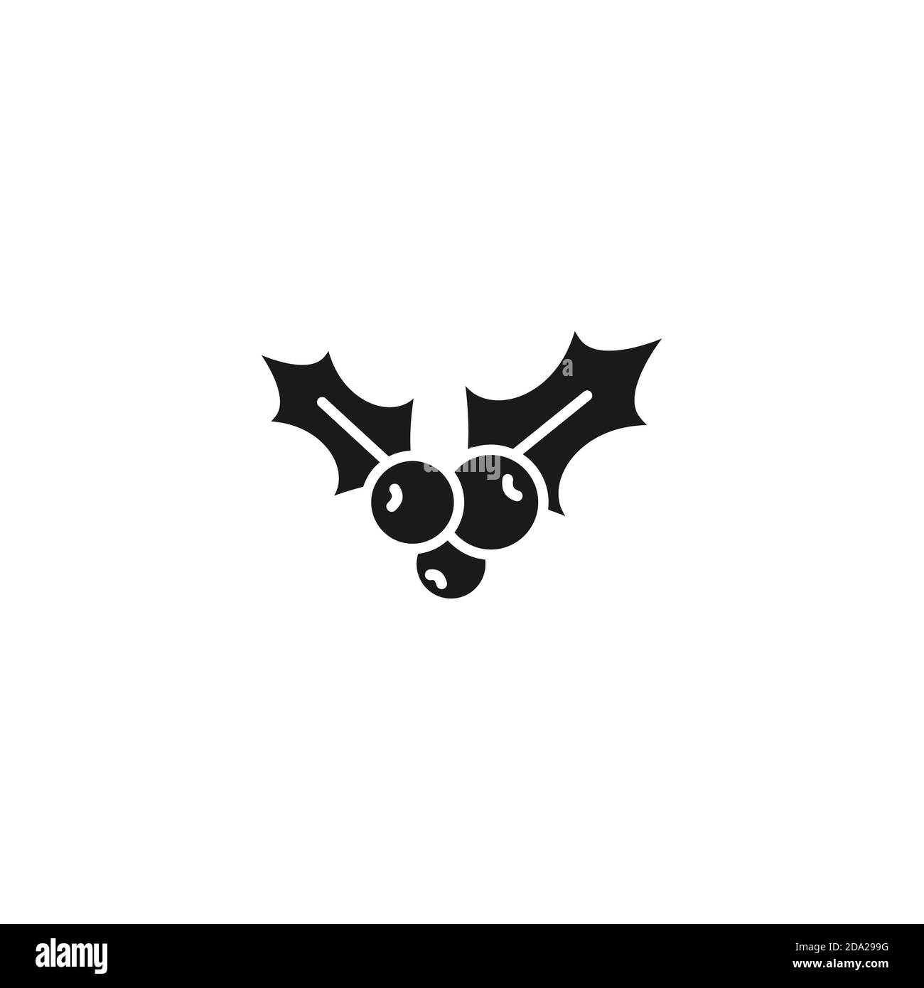 Holly berry black flat icon. Christmas symbol vector illustration ...