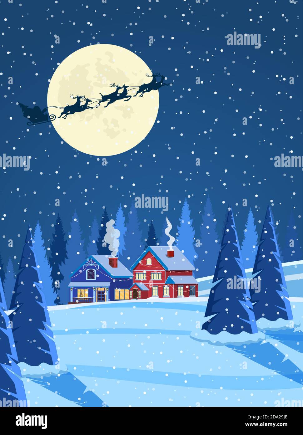 snowy village landscape Stock Vector Image & Art - Alamy