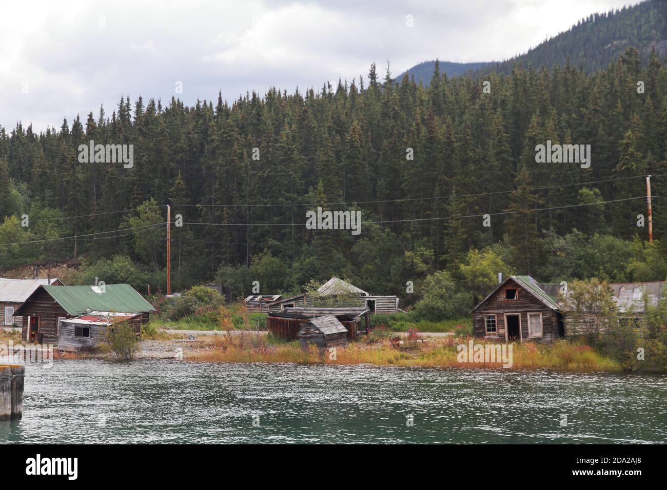 Cabins on the lake Carcross Yukon Canada Stock Photo Alamy