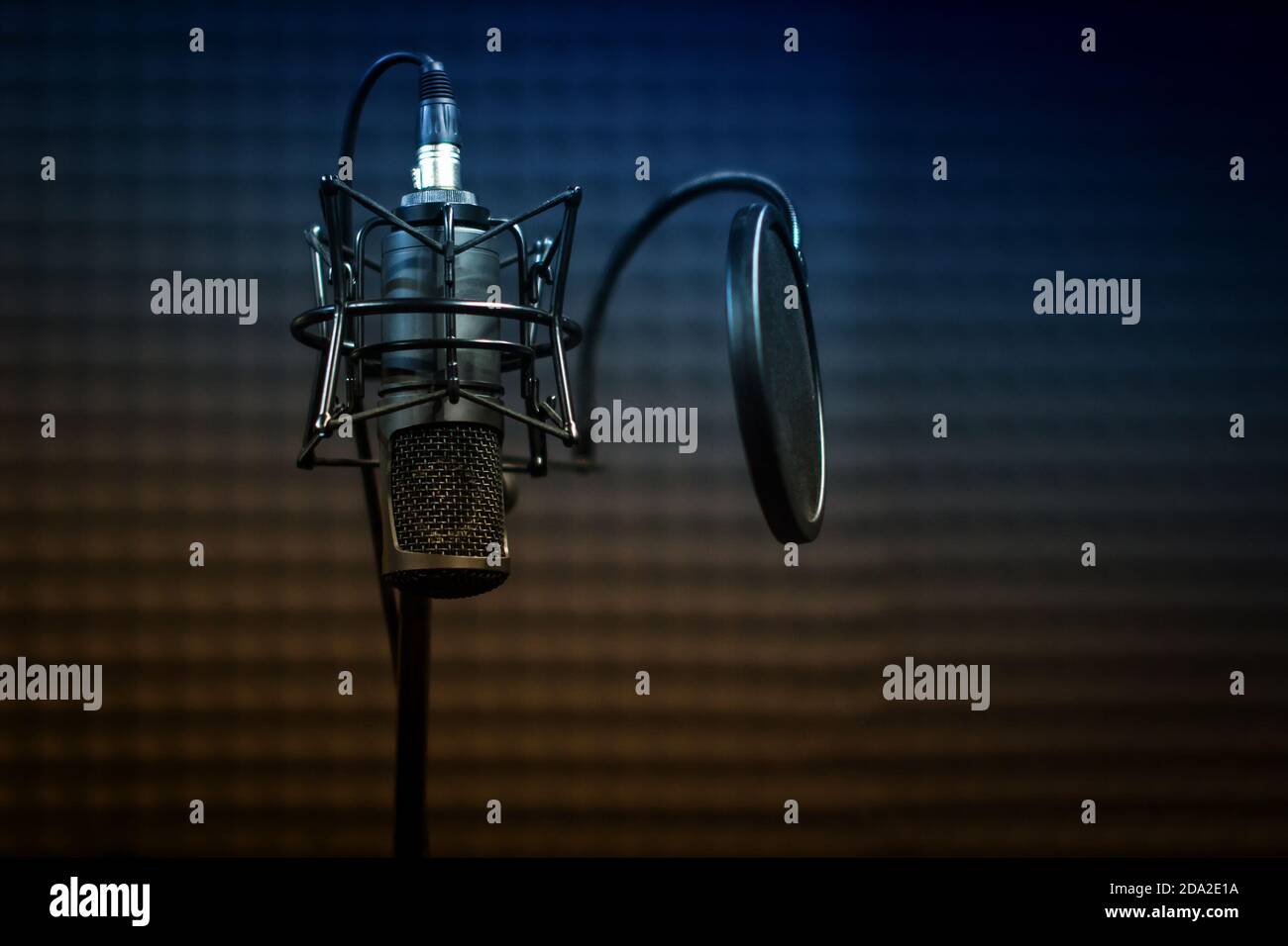 Microphone close up on the background of a professional recording