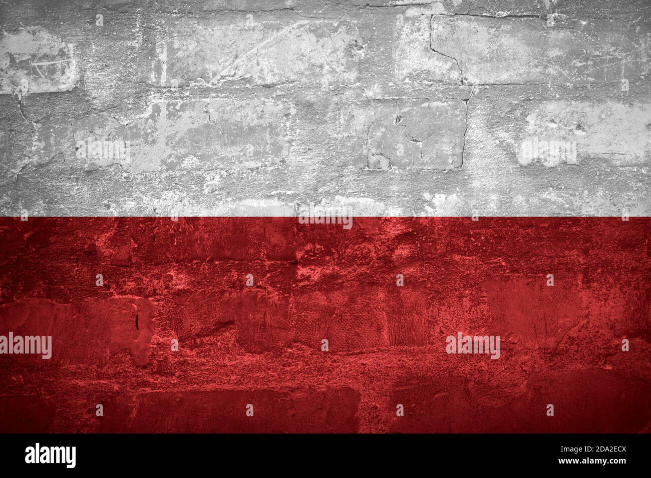 Flag of Poland or Polish banner on brick wall background Stock Photo
