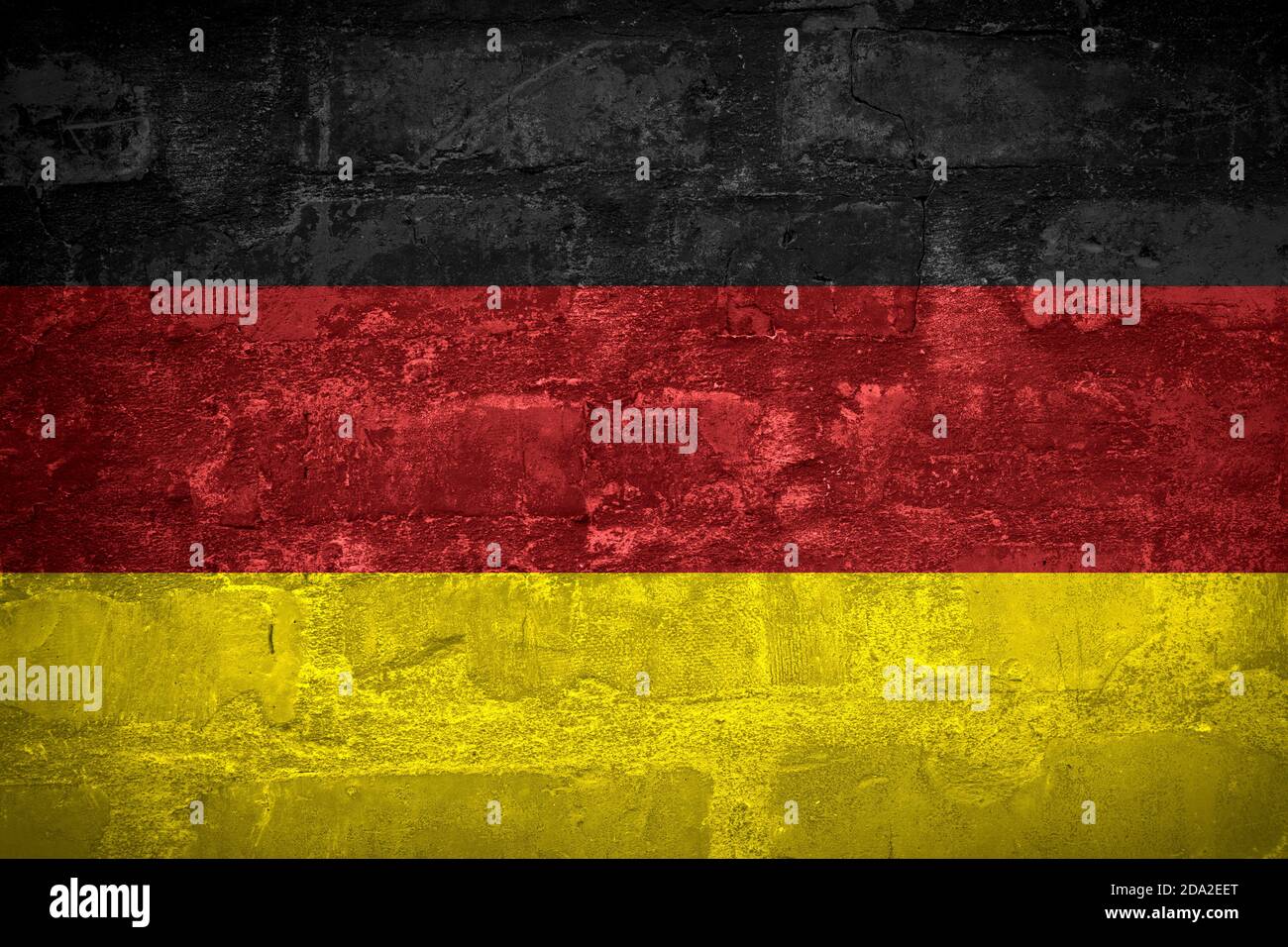 Flag of Germany or German banner on brick wall background Stock Photo