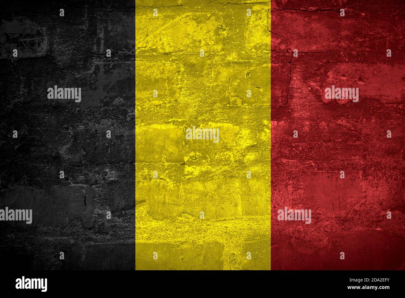 Flag of Belgium or Belgian banner on wall background Stock Photo
