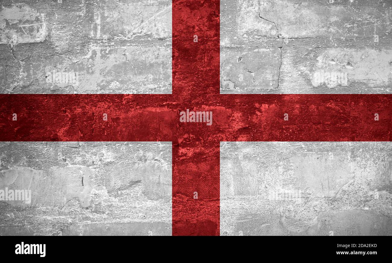 Flag of England or English banner on wall background Stock Photo