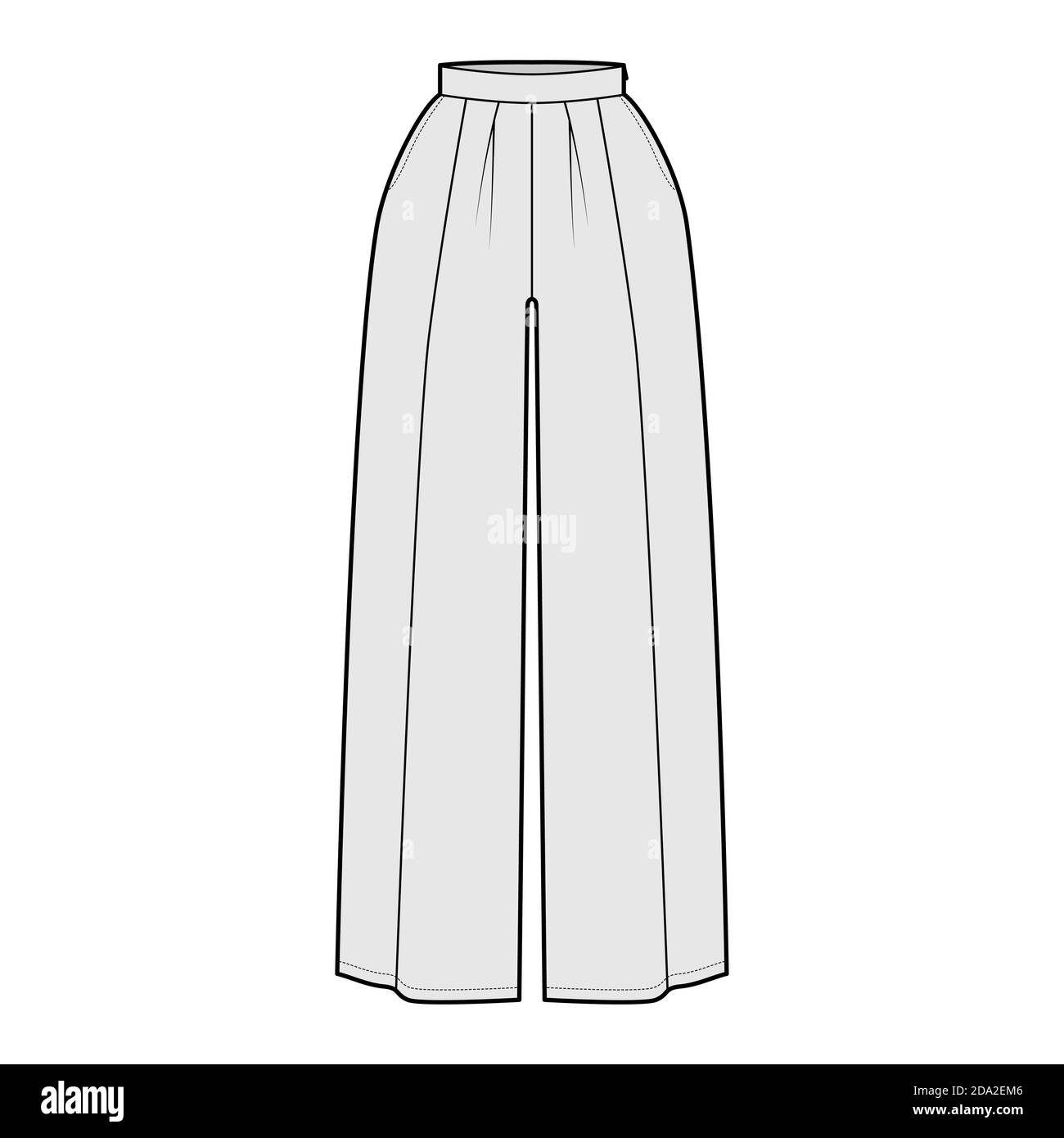 Pants skirt culotte gaucho technical fashion illustration with ankle ...