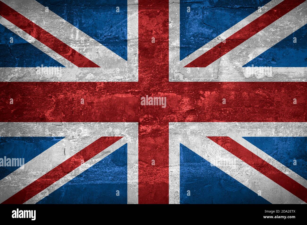 Flag of Great Britain or British banner on wall background Stock Photo