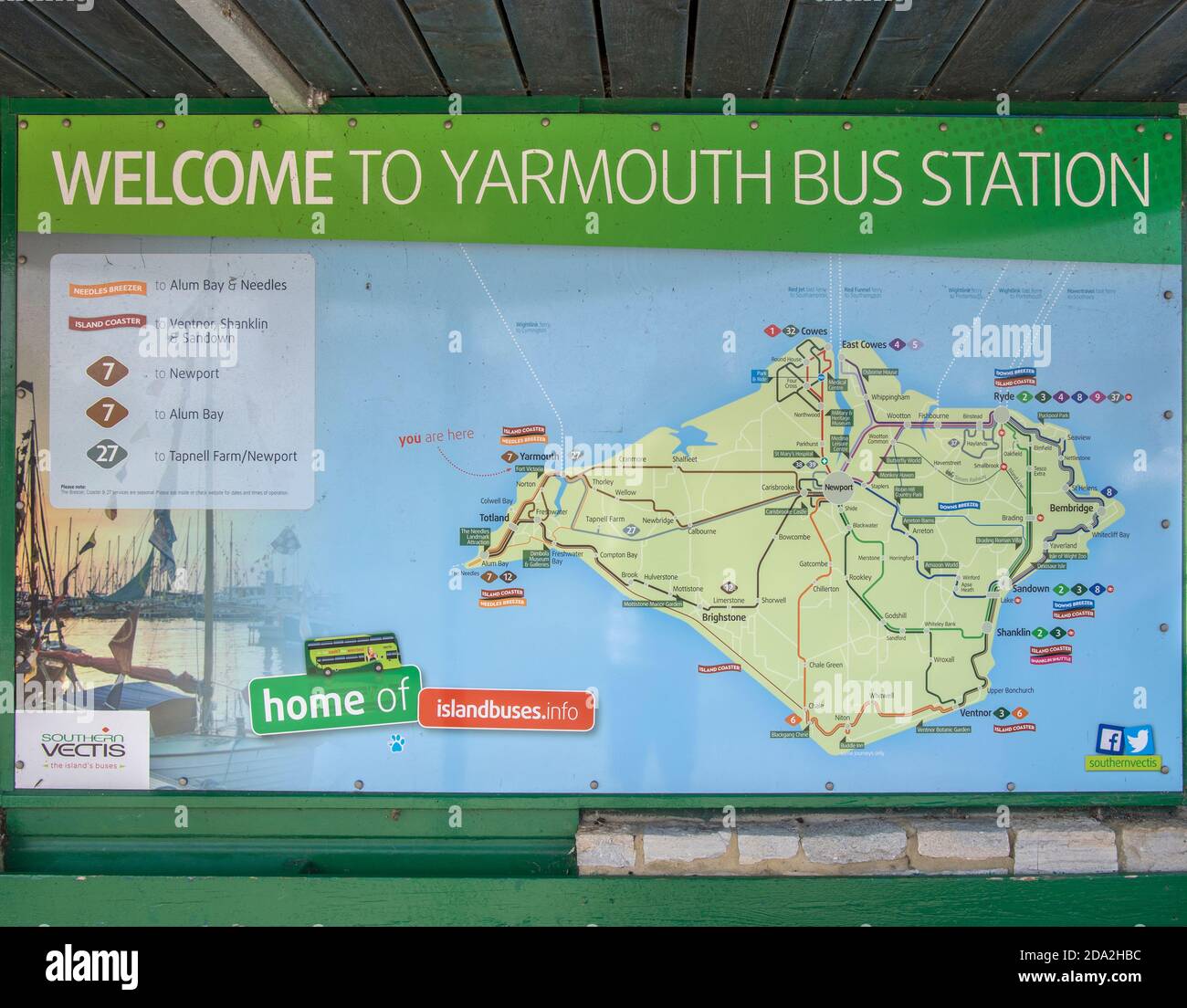 Yarmouth Isle Of Wight Map The Bus Station And Route Map At Yarmouth On The Isle Of Wight Stock Photo  - Alamy