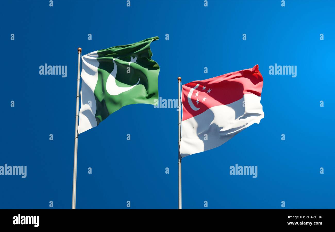 Beautiful national state flags of Pakistan and Singapore together at ...