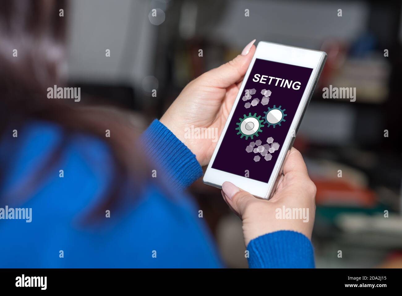Smartphone screen displaying a setting concept Stock Photo