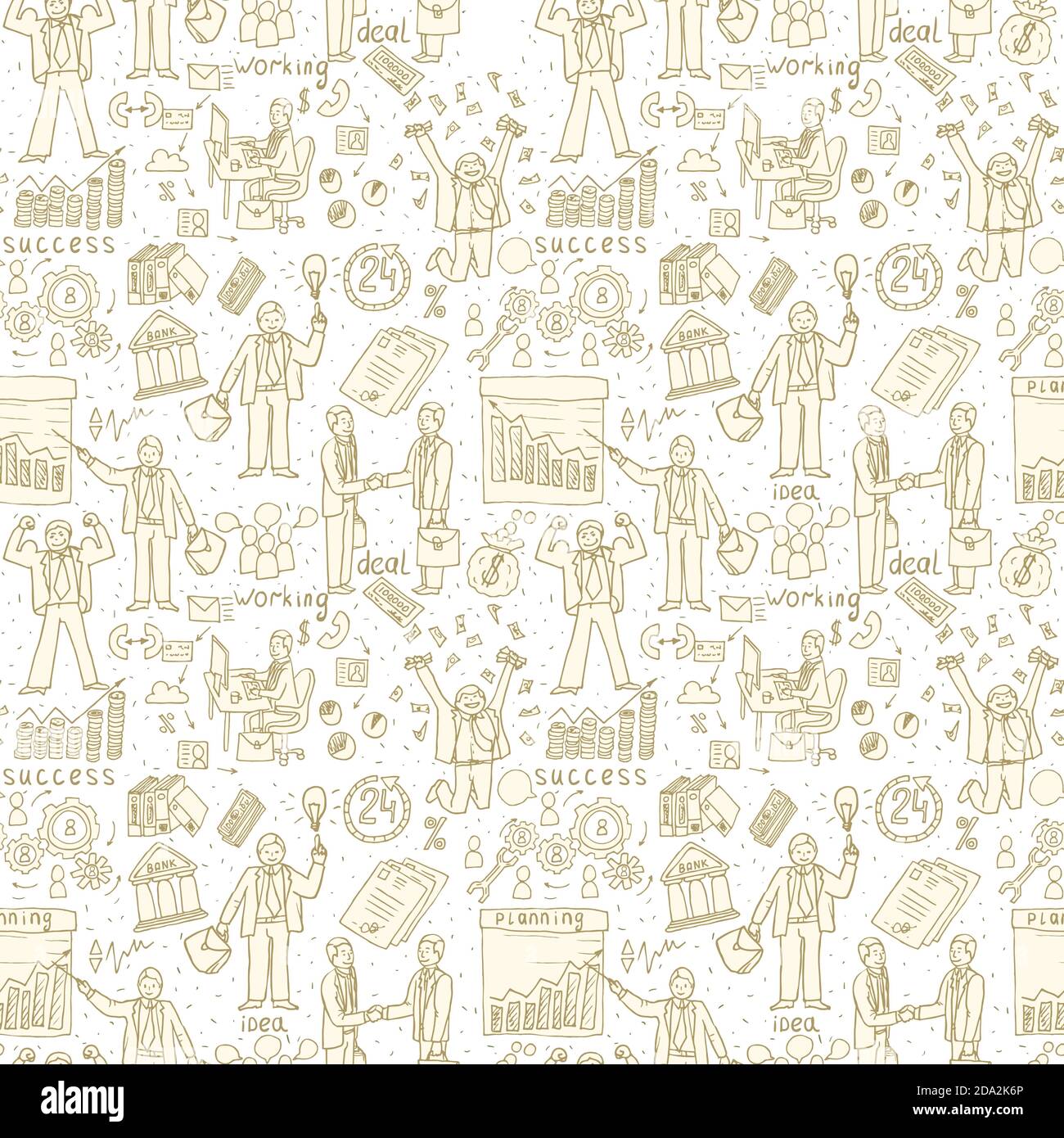 Business People seamless Doodles. Hand drawn Vector pattern Stock Vector
