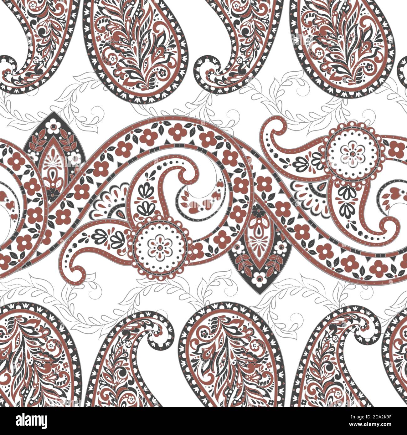 Damask paisley seamless vector pattern Stock Vector Image & Art Alamy