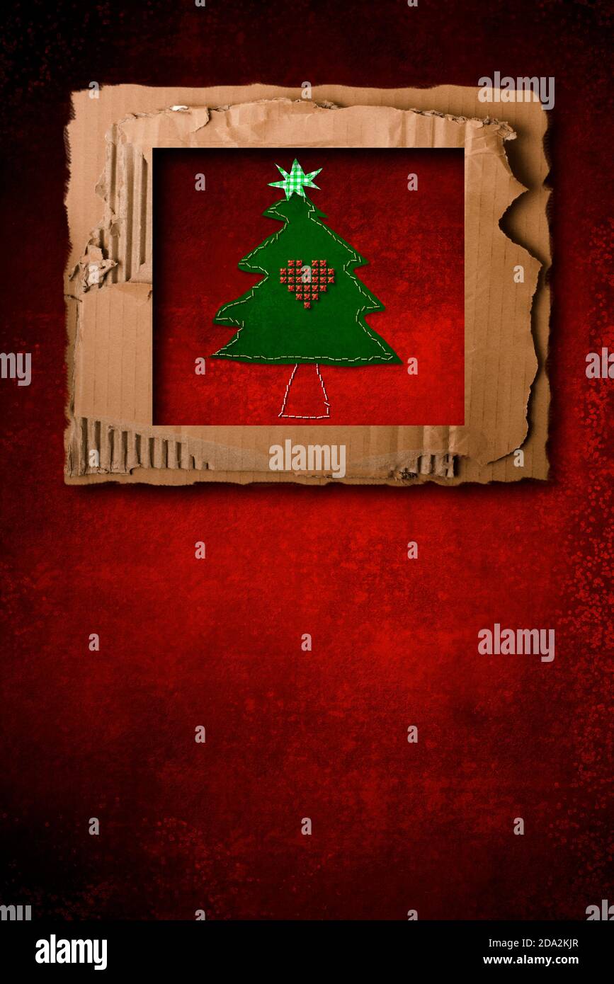 Christmas card with blank space to write message. Cardboard frame with ...