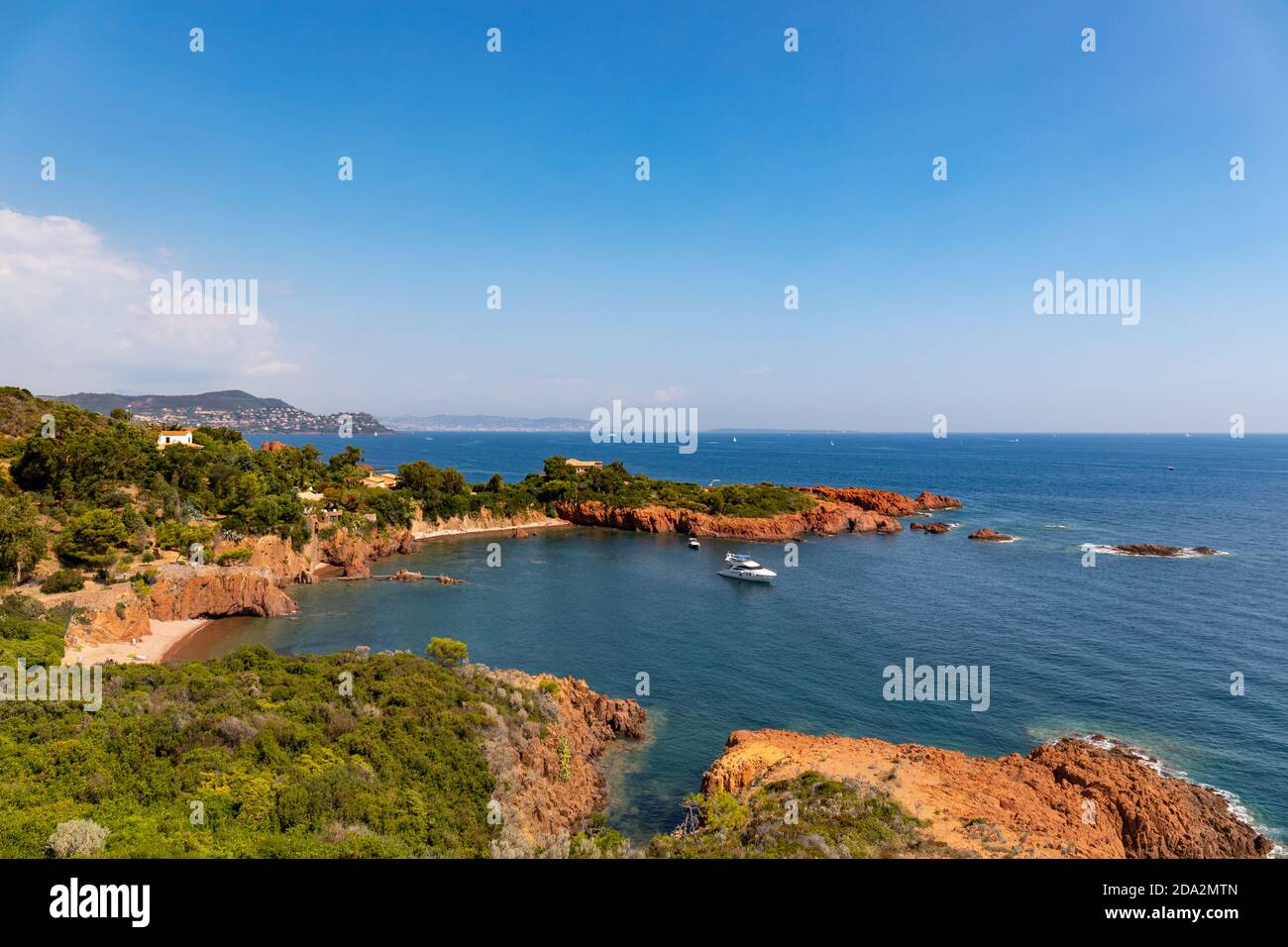 Saint-Raphael, Var, France - Roux Cape and the Esterel coastline Stock ...