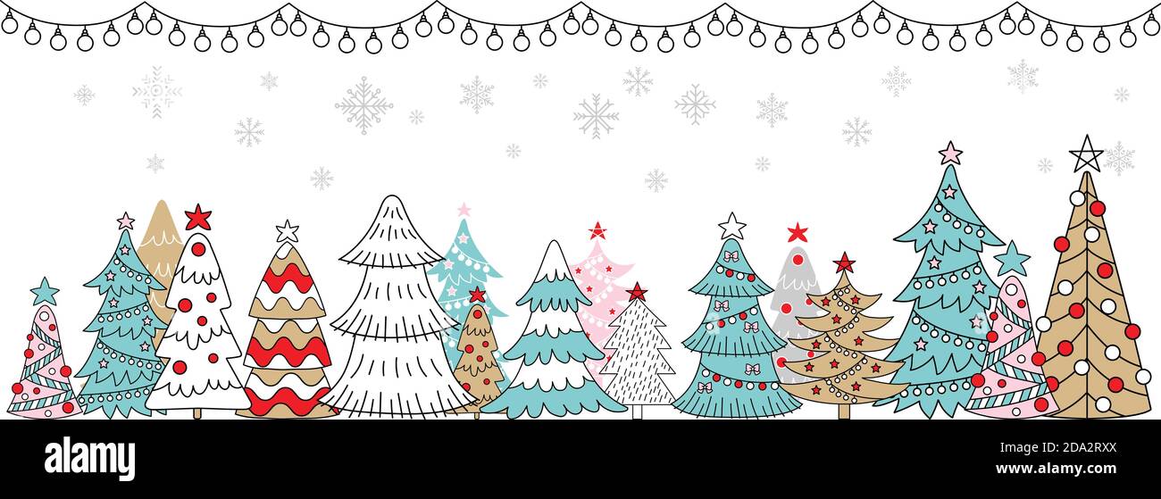 Vector horizontal winter banner Christmas tree branch Stock Vector