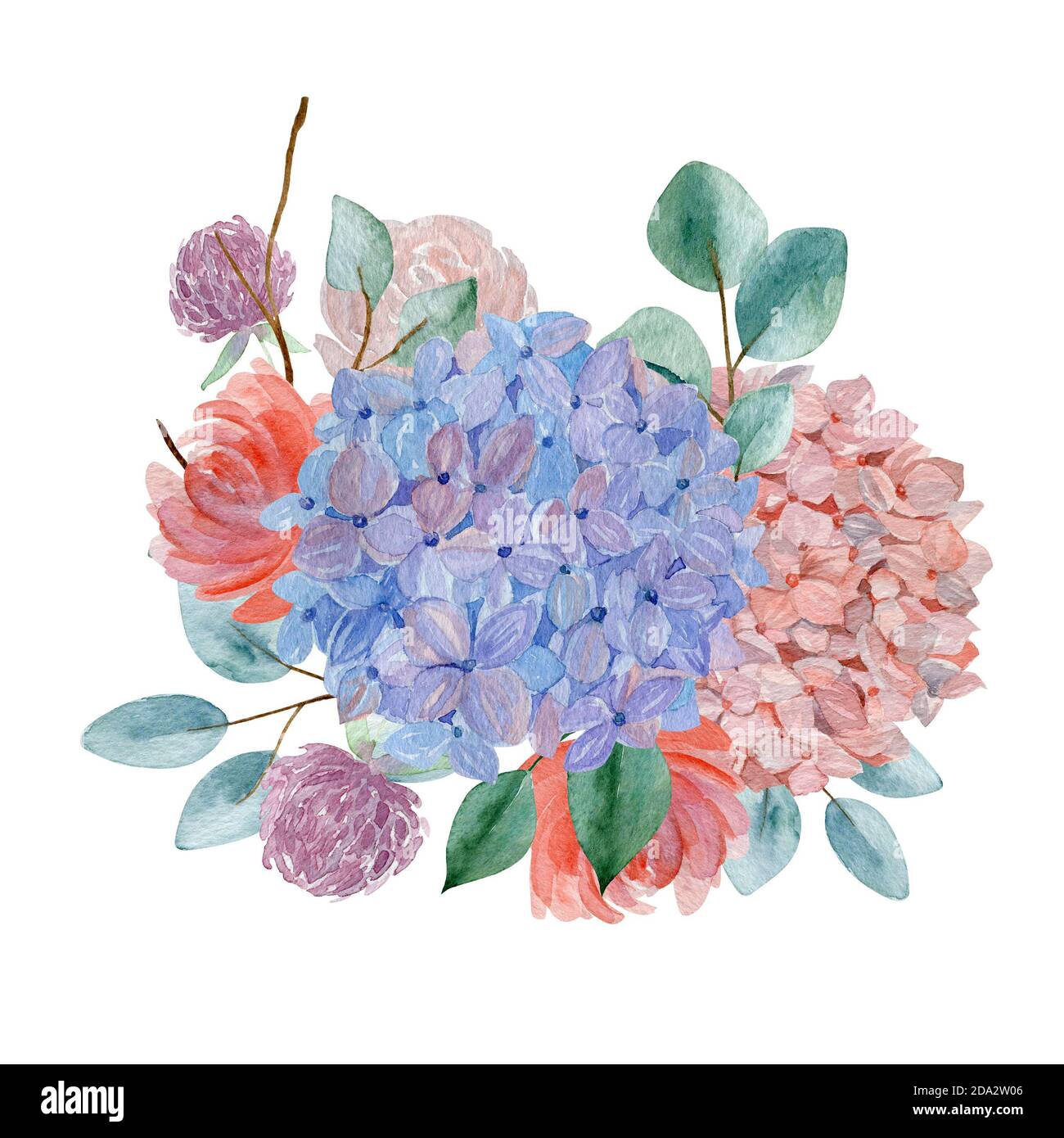 Blossom blue and pink flowers with green leaves chaplet for your ...
