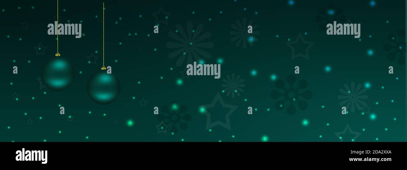 beautiful christmas balls banner with text space : many stars and night ...
