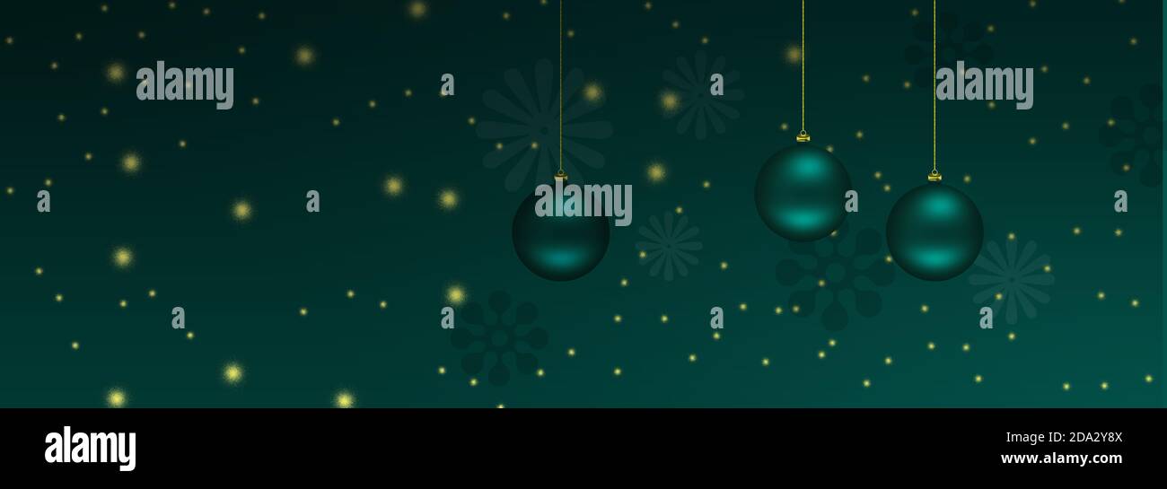 beautiful christmas balls banner with text space : many stars and night ...