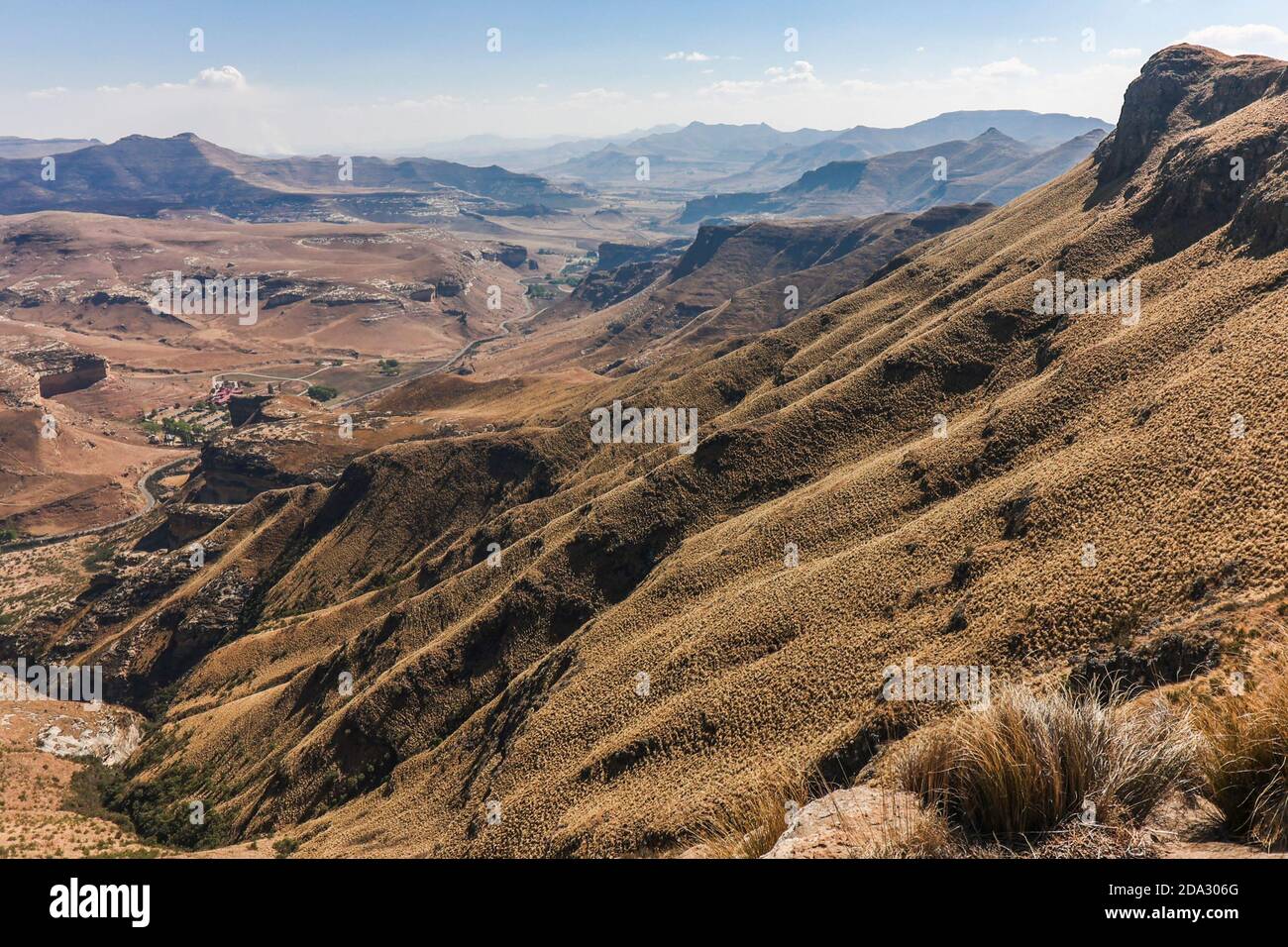 Beautiful wide-angle view from a mountain top in the Golden Gate National Park. Stock Photo