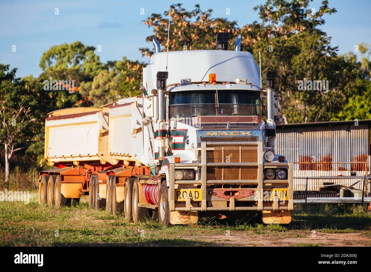 Australian Road Train in Mt Surprise Stock Photo - Alamy