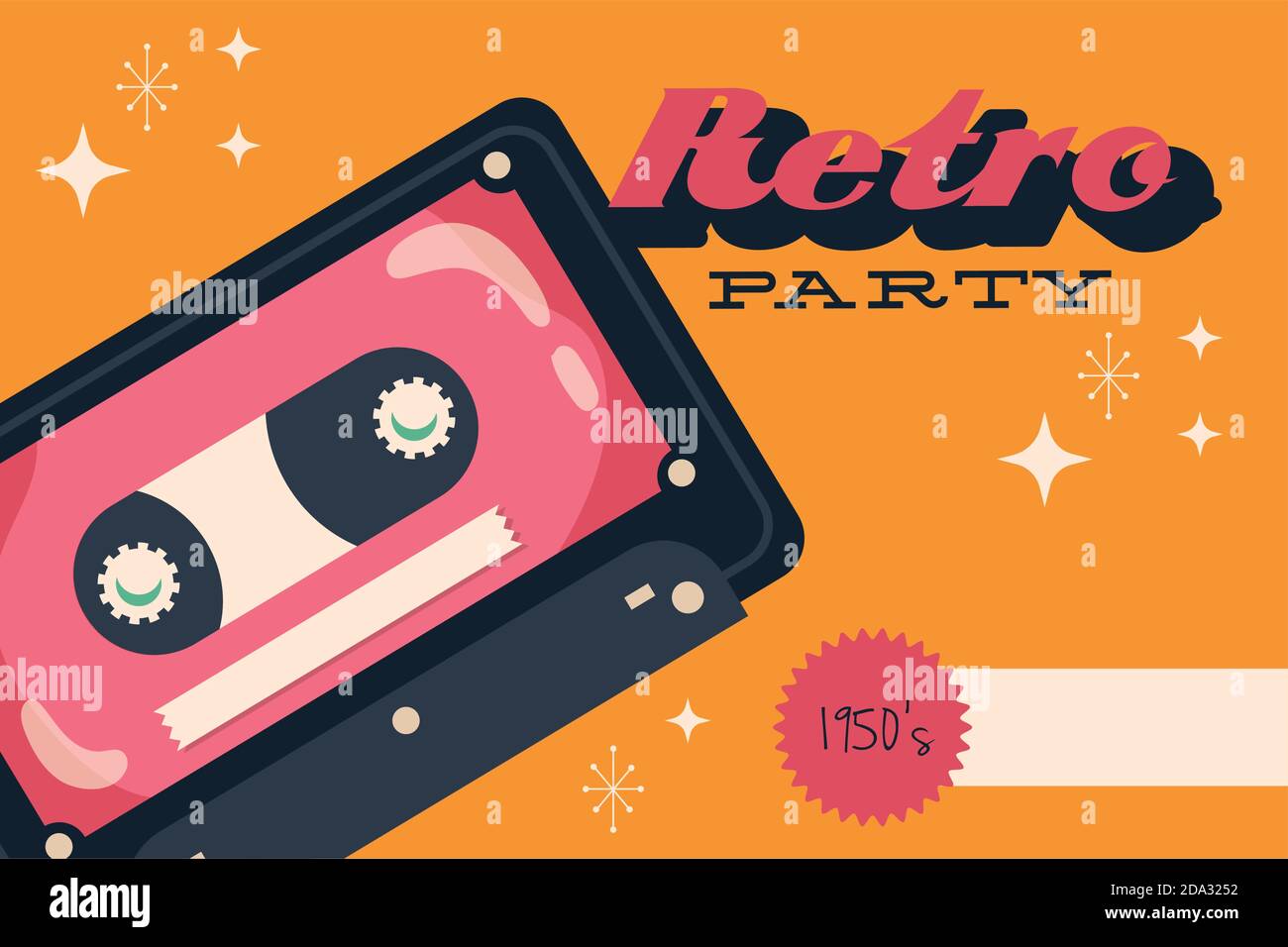 retro style poster with cassette and lettering vector illustration ...