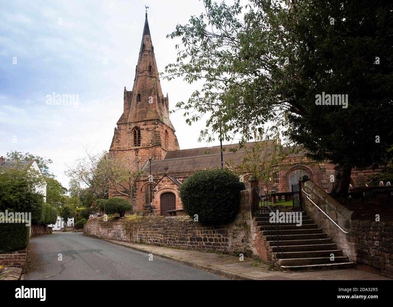 UK, England, Cheshire, Eastham, village centre, Church Lane, St Mary’s Church Stock Photo