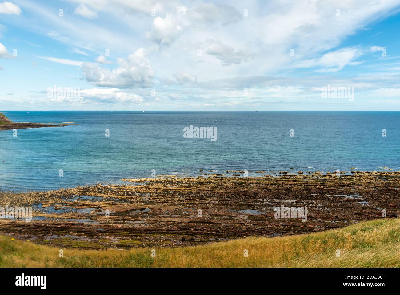 St Abbs, United Kingdom - August 03, 2020: Coastline near St Abbs Head, Berwickshire, Scottish Borders, Scotland. Berwickshire Coastal Path hike Stock Photo