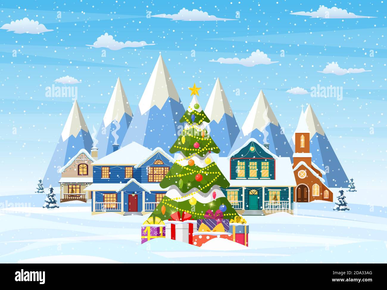 Suburban house covered snow Stock Vector Image & Art - Alamy