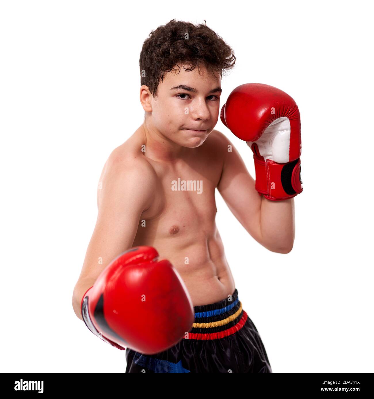 Teen boy red boxing gloves hi-res stock photography and images - Alamy