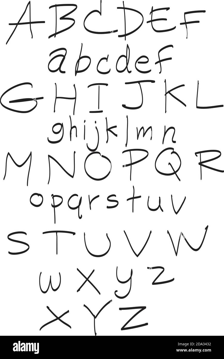 Vector Alphabet Hand Drawn Letters Letters Of The Alphabet Written