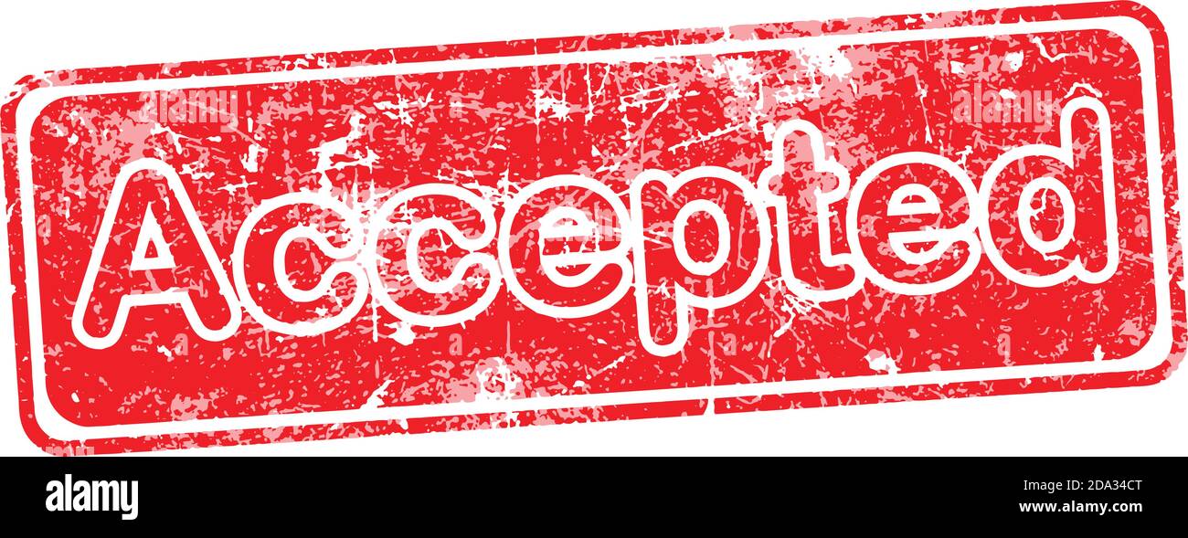 accepted red grunge rubber stamp vector illustration. Stock Vector