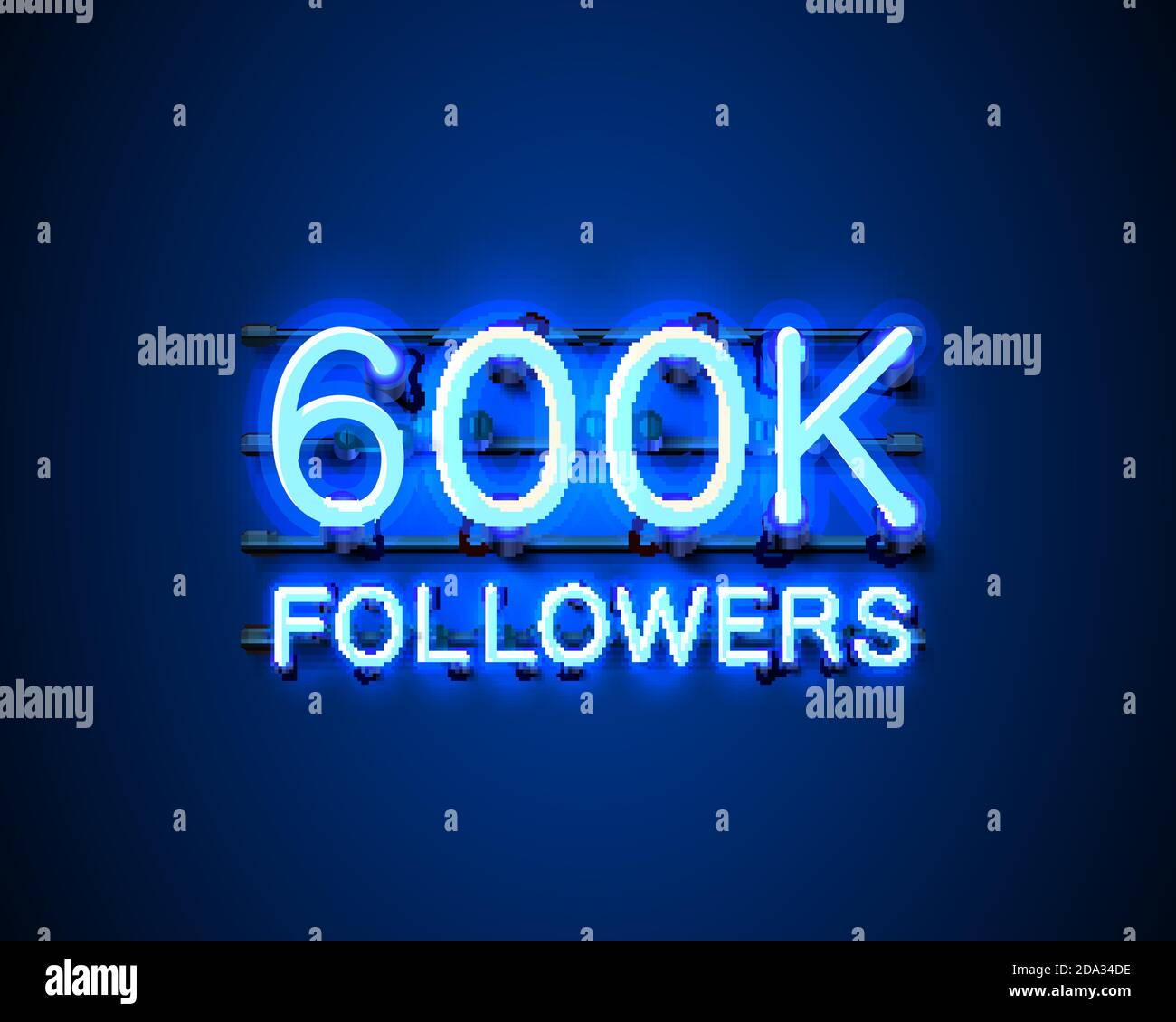 Thank you followers peoples, 600k online social group, neon happy ...