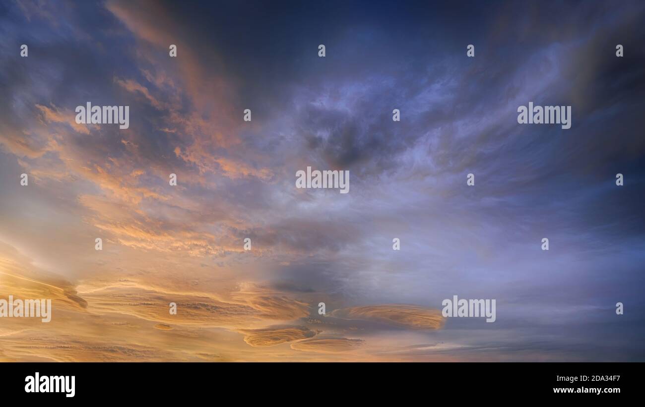 background of amazing cloudscape with dramatic sunset clouds in sky ...