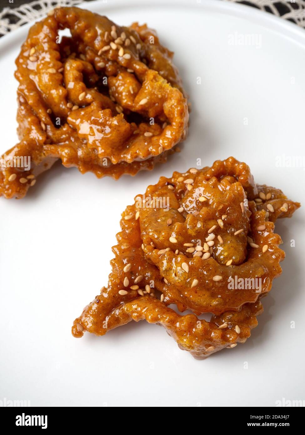 Delicious arabic sweets chebbakia close up Stock Photo