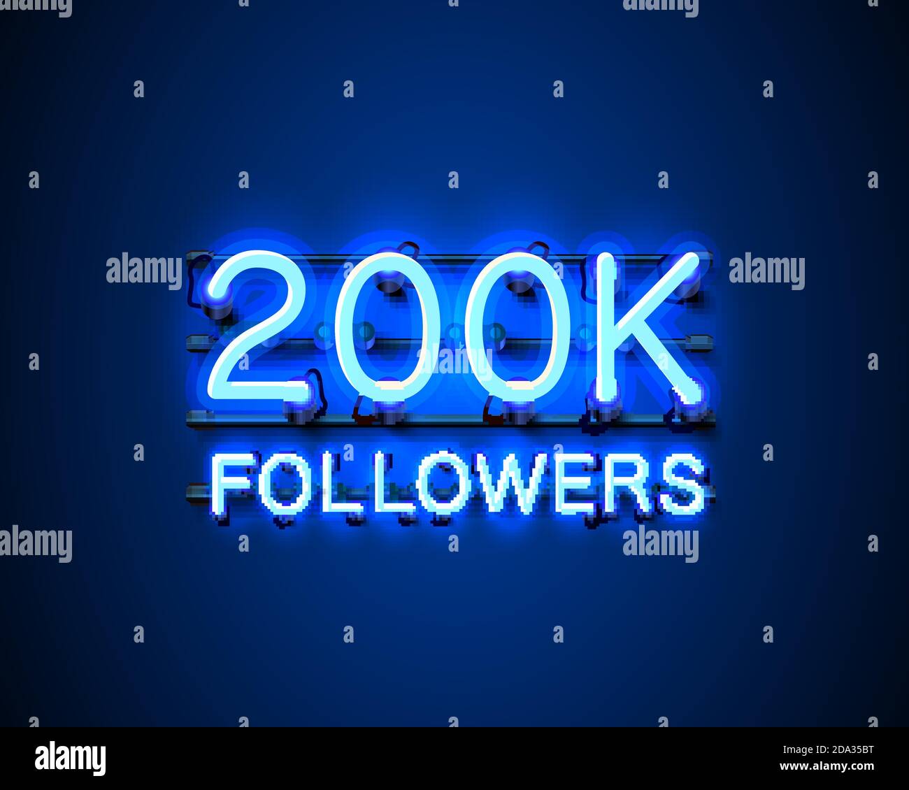 Thank you followers peoples, 200k online social group, neon happy banner celebrate, Vector illustration Stock Vector