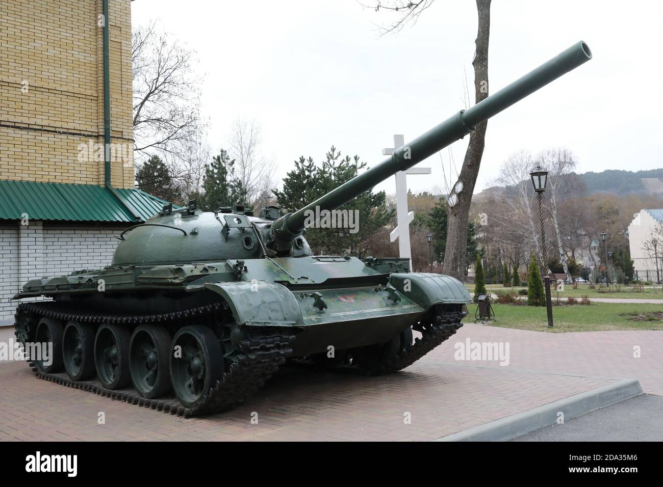 Details of old Soviet main battle tank T-62, Kislovodsk, Russia Stock Photo