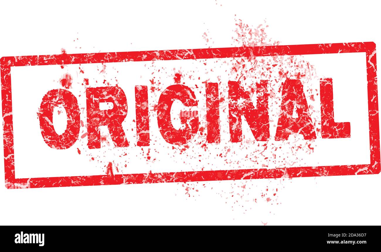 Grunge stamp original red on white background Stock Vector
