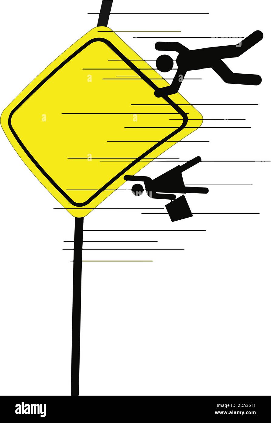 illustration vector of school area sign, with the car driving very fast so that the people in the sign blown away out of the frame Stock Vector