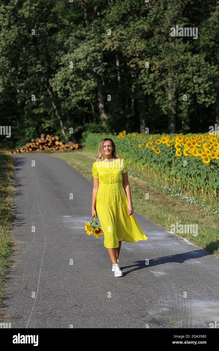 Walking On Sunshine Tied Back Mini Dress Sunflower