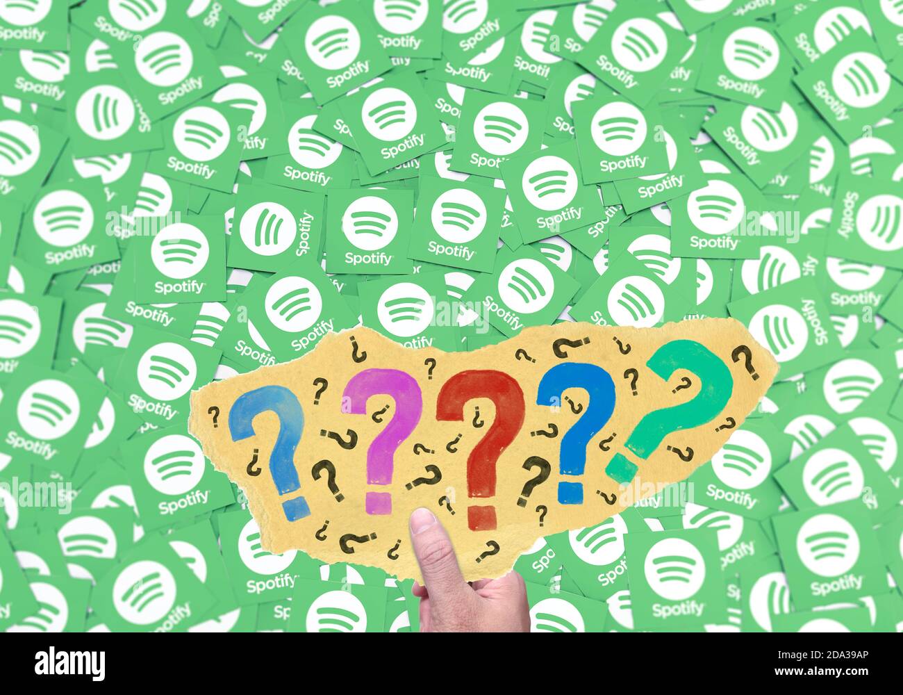 Spotify Question Mark, Social Media Background Stock Photo Alamy