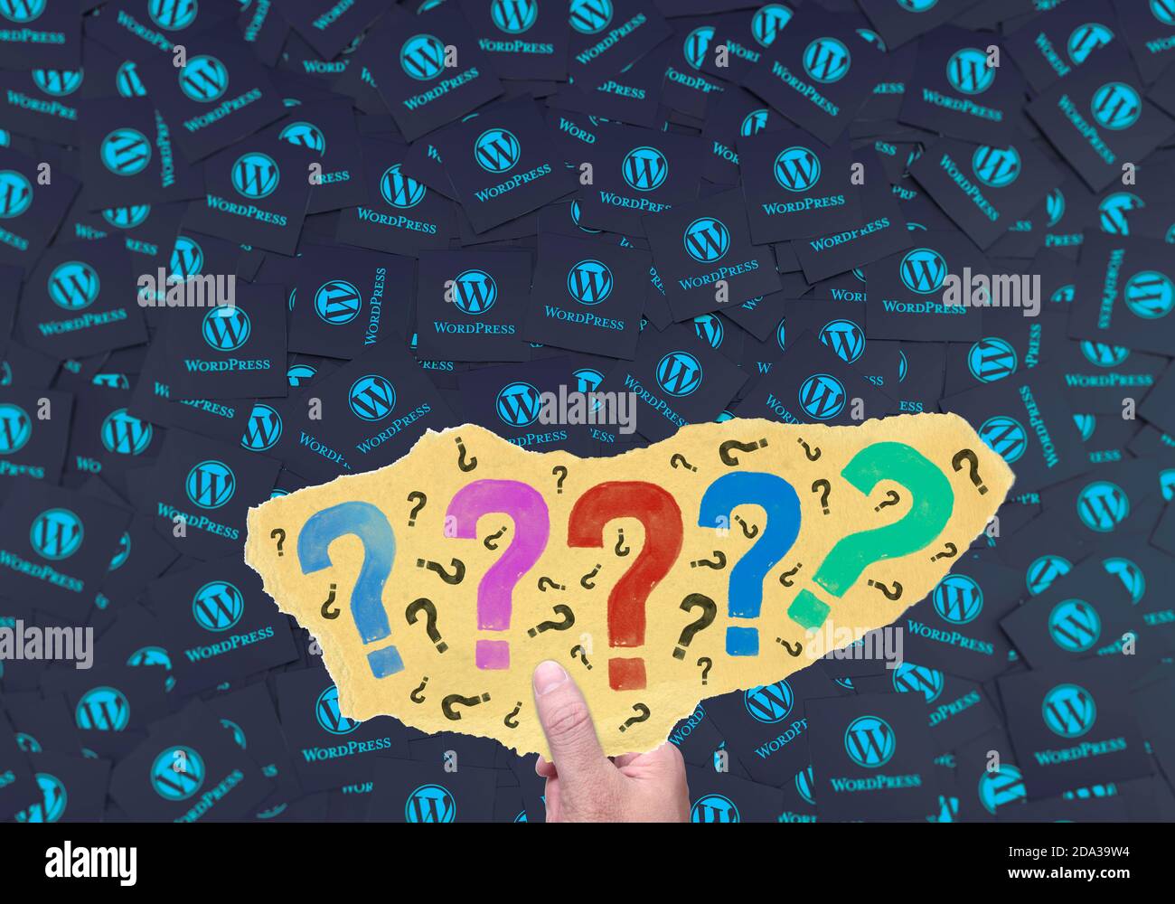 Wordpress Question Mark, Social Media Background Stock Photo - Alamy