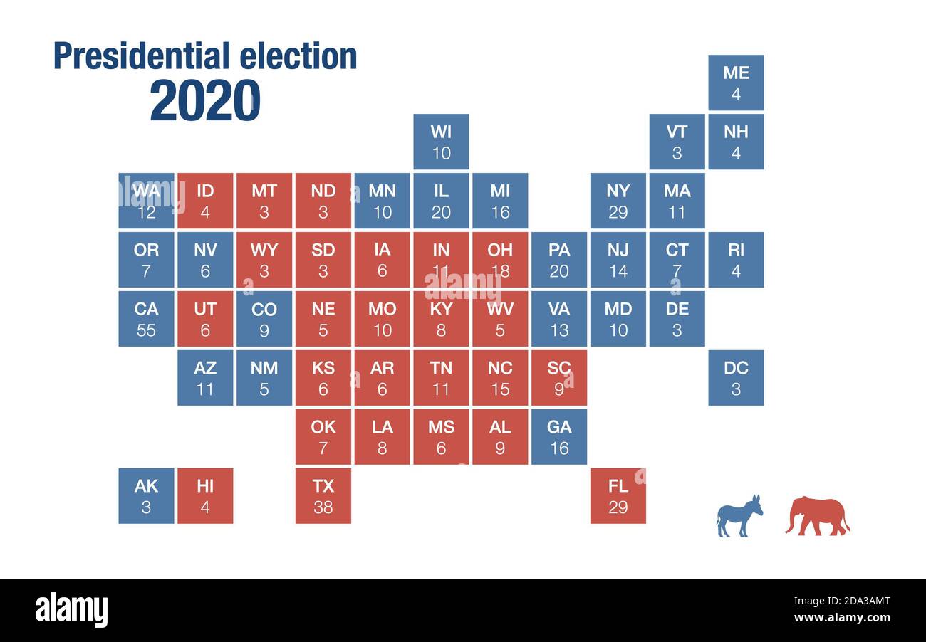 Map of 2020 USA presidential elections results Stock Photo