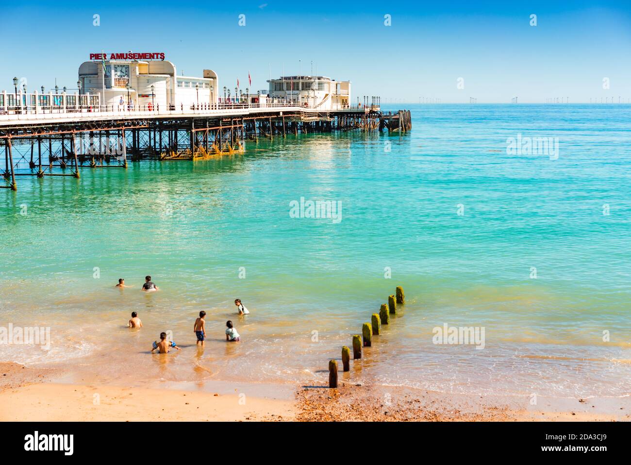 seaside landscape with blue sky on a summers days. Stock Photo